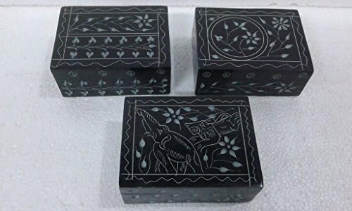 קופסת תכשיטים משיש שיבוץ Pietra Dura Taj Mahal מלאכת אמנות בעבודת יד ומתנות 4x3 אינץ '