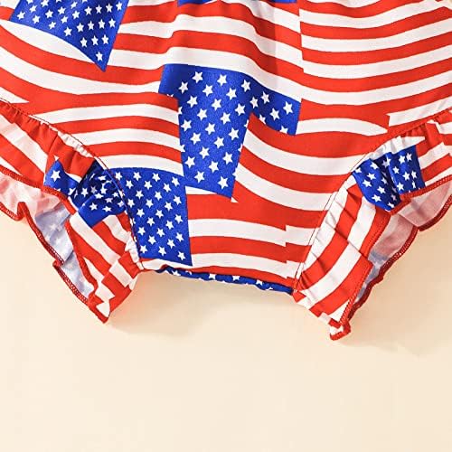 יום העצמאות סט תלבושות לתינוקות מתלבשות על חולצות כתפיים מכנסיים קצרים של דגל אמריקה עם סט בגדי קיץ לבגדי ראש