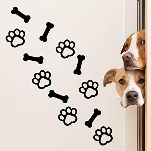 בד 12 איחוד חדר כלבים תפאורה כפה הדפסי חדר קיר עץ אמנות כלב כפה וצורת עצם חדר כלבים קיר פדימנטים חובבי כלבים מתנות קישוטי גור שלטי חדר