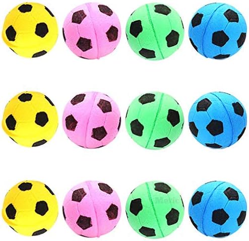 כדורי חתול של Meric Sponge, כדורי כדורגל קצף רכים להתעמלות ומשחק אינטראקטיבי, צעצוע משחק חסון, קופצני לחתול, 24 כדורים לכל חבילה