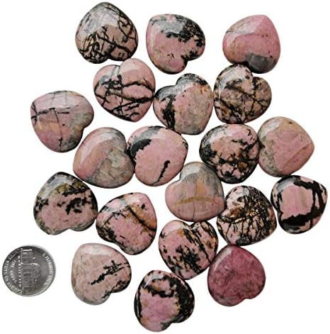 Loveliome 4 PCS טבעי רודוניט אהבה לב אבן דקל רייקי איזון אבן דאגה