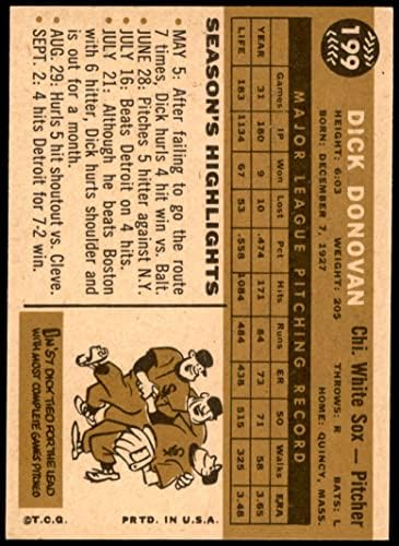 1960 Topps 199 Dick Donovan Chicago White Sox nm White Sox