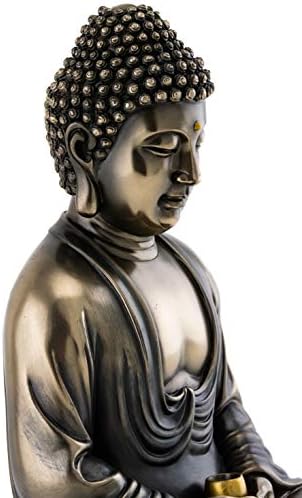 אוסף עליון במדיטציה של Shakyamuni Buddha פסל - מזרח אסיה מזרח אסיה פיסול חדש בארד בברונזה של יצוק קר - פלטת בודהה עליונה בגודל 10.5 אינץ