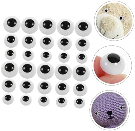 Exceart 150 pcs עיני בובה מיני צעצוע מיני בובות קטיפה בובה עגולה עגולה גלגל עין פלאש בטיחות בעלי חיים עיניים שחורות מליתות לבעלי חיים