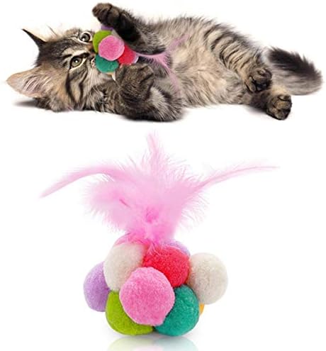 NC צעצועי חתול מצחיקים אופנה יצירתיים כדור קטיפה חמוד פו נוצה פעמון חתול לחתע צעצוע חיית מחמד לחתול אספקת צעצועים לחתולים