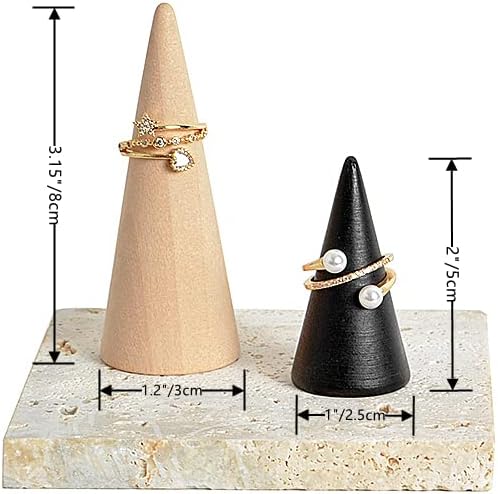 גיזלה ד טבעי עץ חתונה טבעת מחזיק עבור תכשיטי אירוסין, תלבושות טבעת קונוס, סט של 8