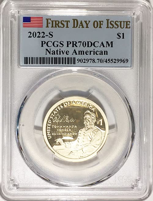 2022 S הוכחת Sacagawea אינדיאנים דולר אמריקאי אלי פארקר דולר דולר PCGS PR 70 DCAM יום ראשון של תווית ההנפקה