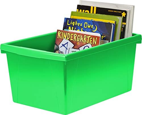 Storex 5.5 ליטר אחסון סל אחסון-מארגן כיתות פלסטיק לספרים וציוד, ירוק, 6 חבילות