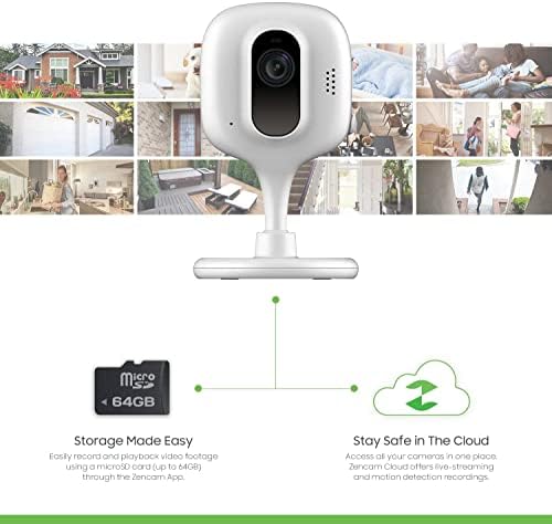 Zencam 1080p WiFi מצלמת WiFi, מצלמת IP אלחוטית של אבטחה מקורה, שיחות דו כיווניות, ראיית לילה לבית, משרד, תינוק, מצלמת חיות מחמד עם אחסון