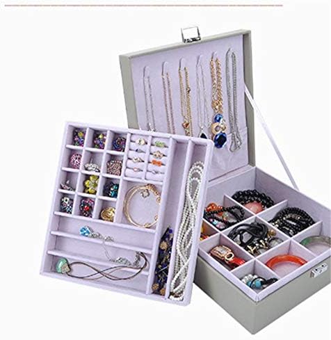 ארגון ZPLJ קופסת תכשיטים לנשים 2 שכבות מארגן תכשיטים מארגן מארז ניתן לנעילה לעגבי עגילי שרשרת צמידי שרשרת מתנה