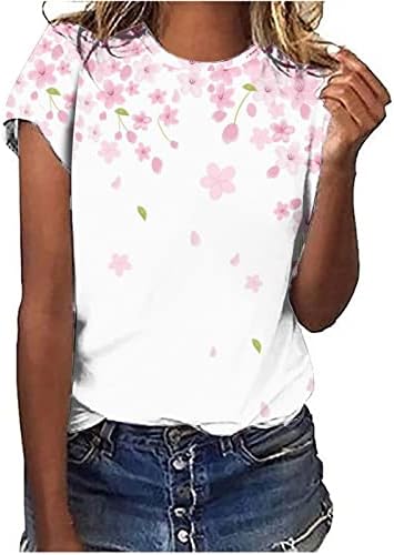 חולצת חולצה של סתיו קיץ לנשים קצרות 1/2 בגדי שרוול בכושר רגיל כותנה כותנה פרחונית גרפית חולצה ZH