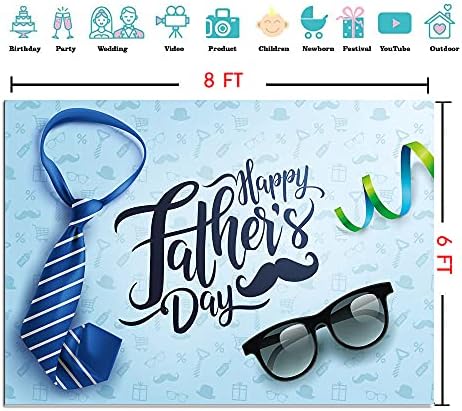 גילי 8 על 6 רגל רקע יום אב שמח עניבה ומשקפיים רקע כחול יום אב משפחה לנשף מסיבת יום אב אספקת קישוטים באנר ד532
