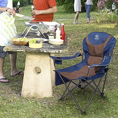 COASTRAAL שכיבה חיצונית כיסא קמפינג 3 מיקום כיסא מדשאה מתקפל למבוגרים כיסא מחנה נוחות מרופד עם מחזיקי כוסות, תיק ראש וכיסים צדדיים, תומך