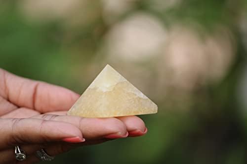 סילון פירמידה מקסימה של קוורץ מוזהב בערך. 1.5 אלמנטים אדמה רייקי סמל מחומש אבן חן ריפוי קריסטל ריפוי vastu צ'אקרה איזון פירמידה מזל טוב