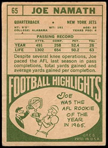1968 Topps 65 Joe Namath New York Jets Fair Jets