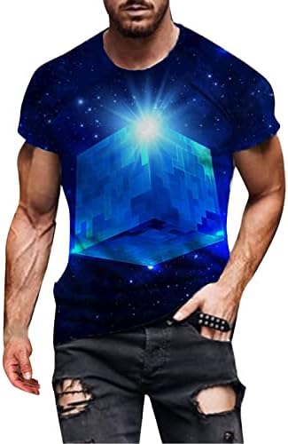 חולצות תלת מימד לגברים צוואר צוואר מזדמן חולצת טי רופפת חולצה דיגיטלית הדפס דיגיטלי חולצות שרוול קצר