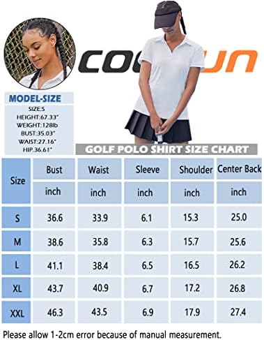 חולצת גולף לנשים COORUN חולצת פולו שרוול קצר חולצת צוואר צוואר אתלטים מהיר יבש UPF 50+ חולצות טניס עם צווארון