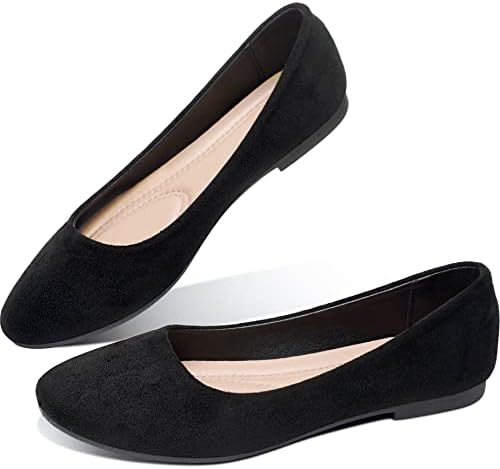 עגול הבוהן נשים שטוח נעליים להחליק על בנות שמלה שחור בלט דירות