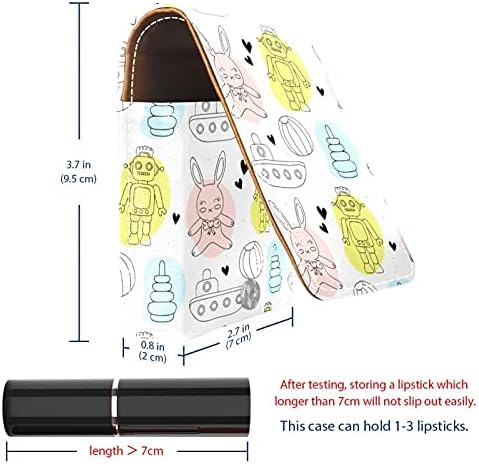 שפתון מקרה תיק קוסמטי קוסמטי ארגונית נסיעות איפור תיק שפתון מחזיק עם מראה עבור ארנק קריקטורה רובוט ארנב טנק דפוס