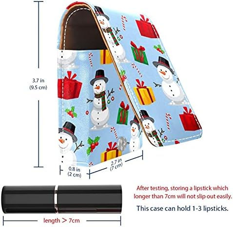שפתון מקרה עם מראה חג המולד שלג דפוס חמוד גלוס מחזיק נייד שפתון אחסון תיבת נסיעות איפור תיק מיני עור קוסמטי פאוץ מחזיק 3 שפתון