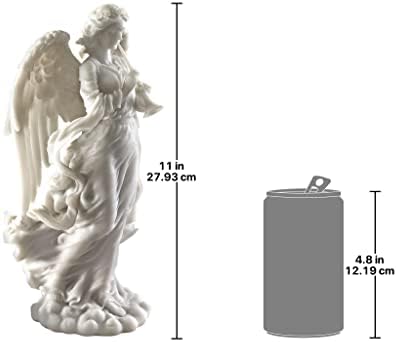 תכנן טוסקנו WU73548 פסל מלאך קתדרלה חצוצרה, לבן