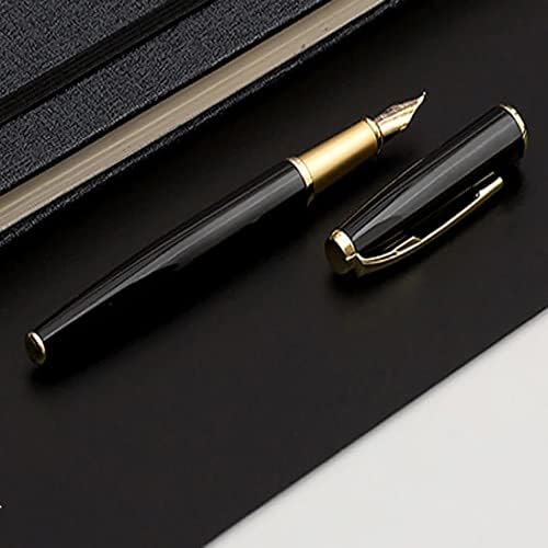 עט מזרקה Qwerty שחור מתכת שחור ציפורן 0.4 ממ קליפ זהב כתיבת דיו עט עבור כלי כתיבה של בית הספר למשרד עסקים